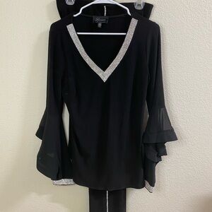 Frank Lyman Elegant Black Top & Pants Set